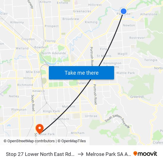 Stop 27 Lower North East Rd - East side to Melrose Park SA Australia map