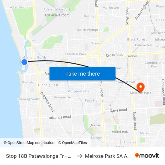 Stop 18B Patawalonga Fr - West side to Melrose Park SA Australia map