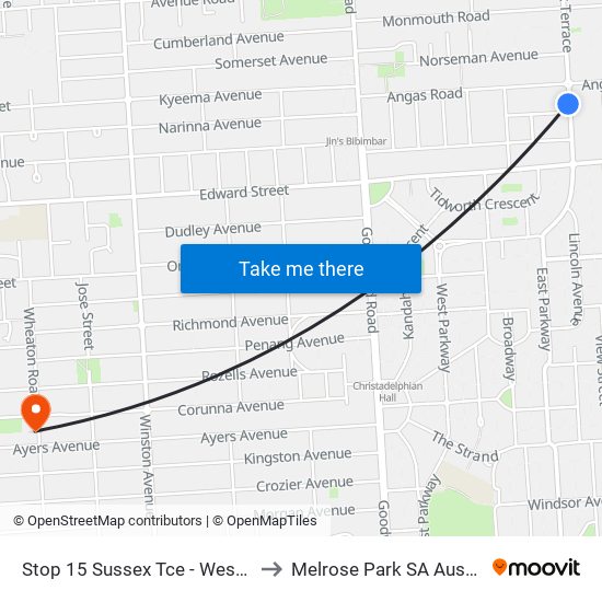 Stop 15 Sussex Tce - West side to Melrose Park SA Australia map