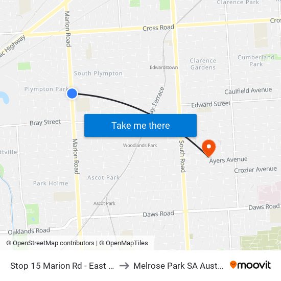 Stop 15 Marion Rd - East side to Melrose Park SA Australia map