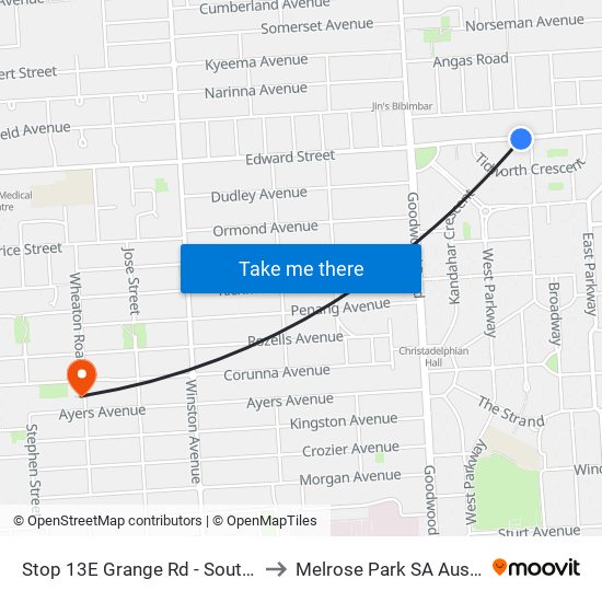 Stop 13E Grange Rd - South side to Melrose Park SA Australia map