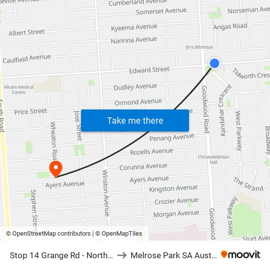 Stop 14 Grange Rd - North side to Melrose Park SA Australia map