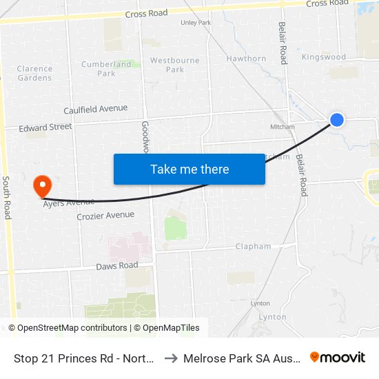 Stop 21 Princes Rd - North side to Melrose Park SA Australia map