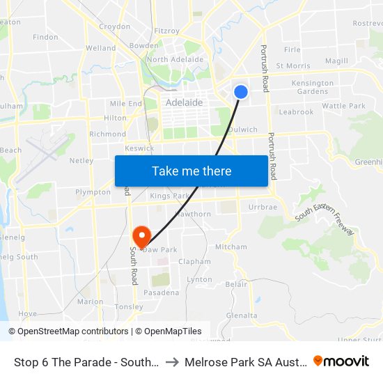 Stop 6 The Parade - South side to Melrose Park SA Australia map