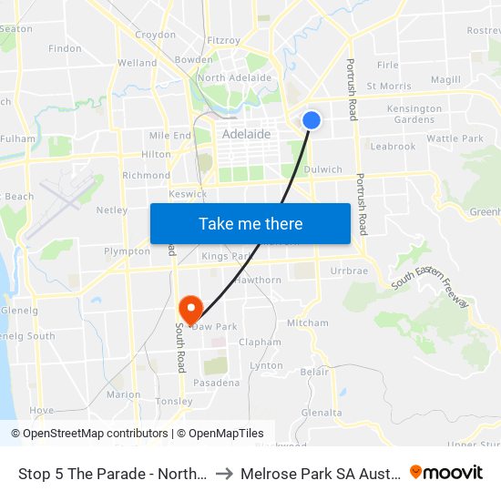 Stop 5 The Parade - North side to Melrose Park SA Australia map