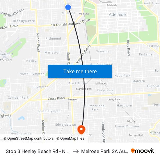 Stop 3 Henley Beach Rd - North side to Melrose Park SA Australia map