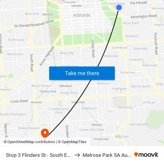 Stop 3 Flinders St - South East side to Melrose Park SA Australia map