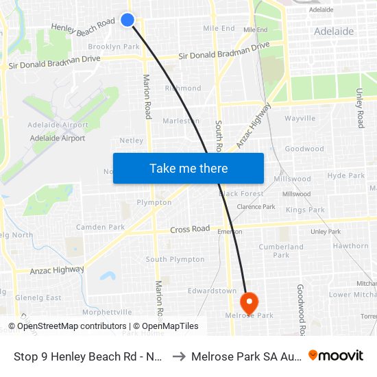 Stop 9 Henley Beach Rd - North side to Melrose Park SA Australia map