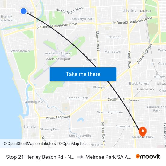 Stop 21 Henley Beach Rd - North side to Melrose Park SA Australia map