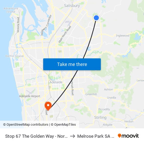 Stop 67 The Golden Way - North West side to Melrose Park SA Australia map