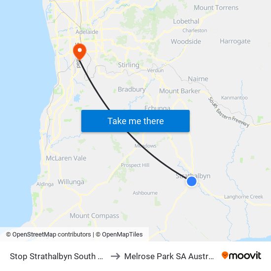 Stop Strathalbyn South Tce to Melrose Park SA Australia map