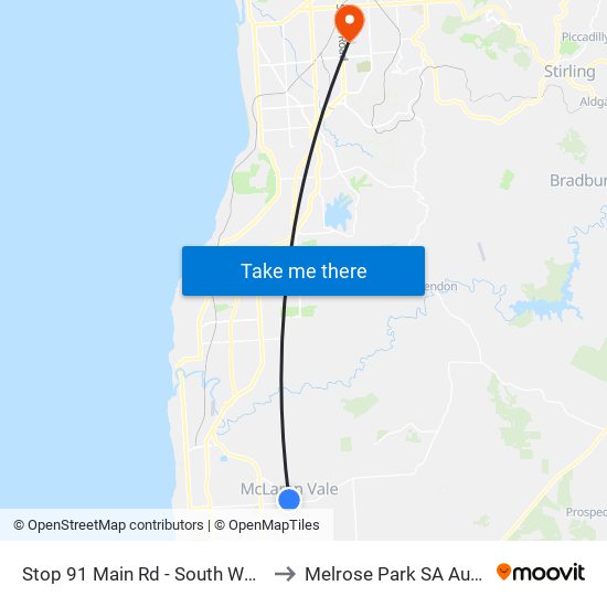 Stop 91 Main Rd - South West side to Melrose Park SA Australia map