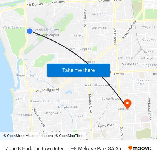 Zone B Harbour Town Interchange to Melrose Park SA Australia map