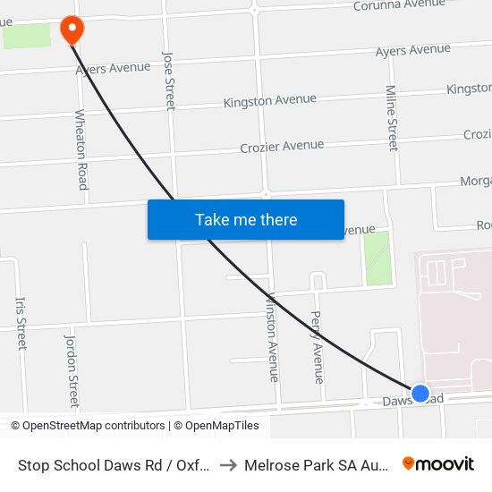 Stop School Daws Rd / Oxford Cir to Melrose Park SA Australia map