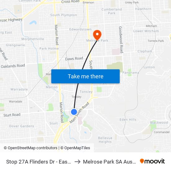 Stop 27A Flinders Dr - East side to Melrose Park SA Australia map