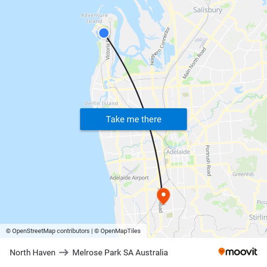 North Haven to Melrose Park SA Australia map