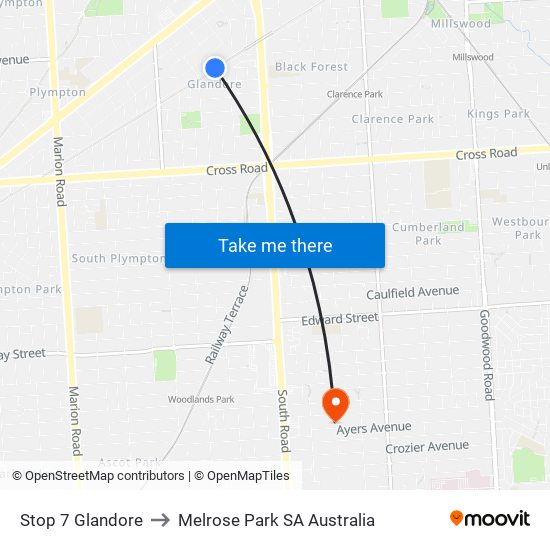 Stop 7 Glandore to Melrose Park SA Australia map