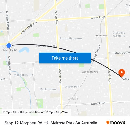 Stop 12 Morphett Rd to Melrose Park SA Australia map