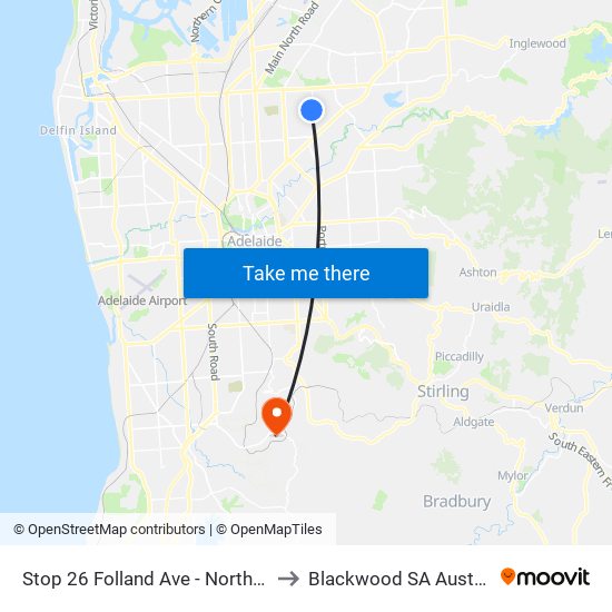 Stop 26 Folland Ave - North side to Blackwood SA Australia map