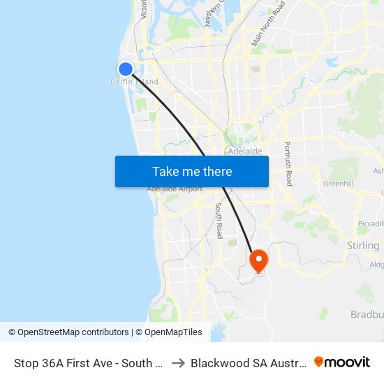 Stop 36A First Ave - South side to Blackwood SA Australia map