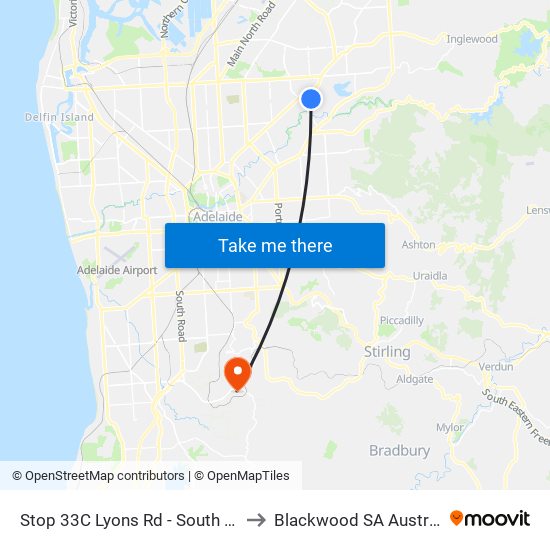 Stop 33C Lyons Rd - South side to Blackwood SA Australia map