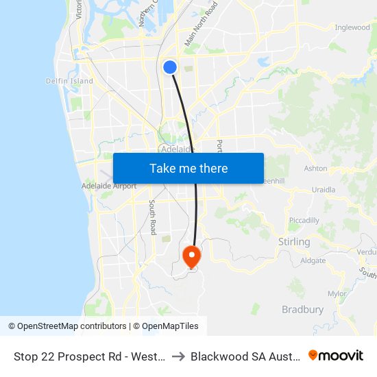 Stop 22 Prospect Rd - West side to Blackwood SA Australia map