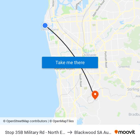 Stop 35B Military Rd - North East side to Blackwood SA Australia map