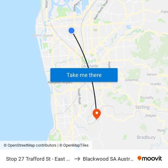 Stop 27 Trafford St - East side to Blackwood SA Australia map