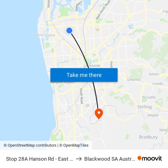 Stop 28A Hanson Rd - East side to Blackwood SA Australia map