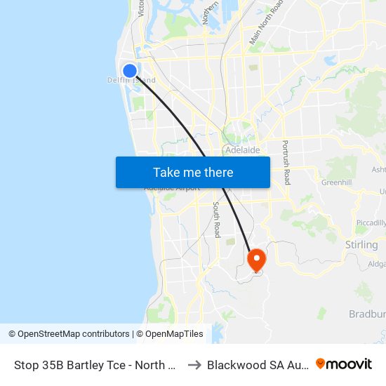 Stop 35B Bartley Tce - North West side to Blackwood SA Australia map