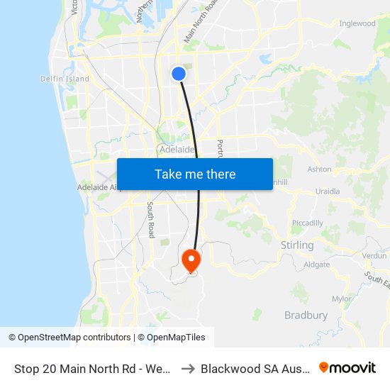 Stop 20 Main North Rd - West side to Blackwood SA Australia map