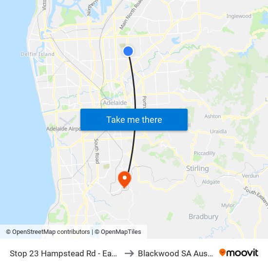 Stop 23 Hampstead Rd - East side to Blackwood SA Australia map