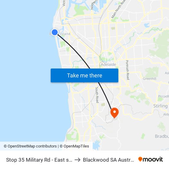 Stop 35 Military Rd - East side to Blackwood SA Australia map