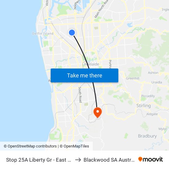 Stop 25A Liberty Gr - East side to Blackwood SA Australia map
