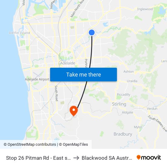 Stop 26 Pitman Rd - East side to Blackwood SA Australia map