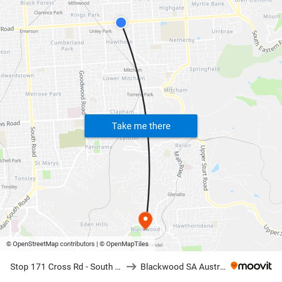 Stop 171 Cross Rd - South side to Blackwood SA Australia map