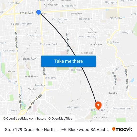 Stop 179 Cross Rd - North side to Blackwood SA Australia map