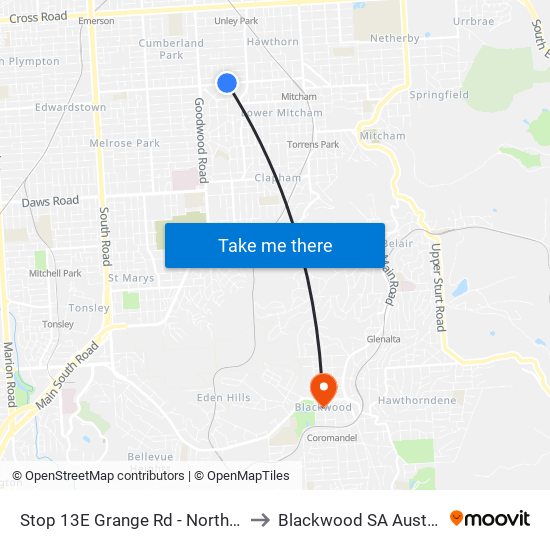 Stop 13E Grange Rd - North side to Blackwood SA Australia map