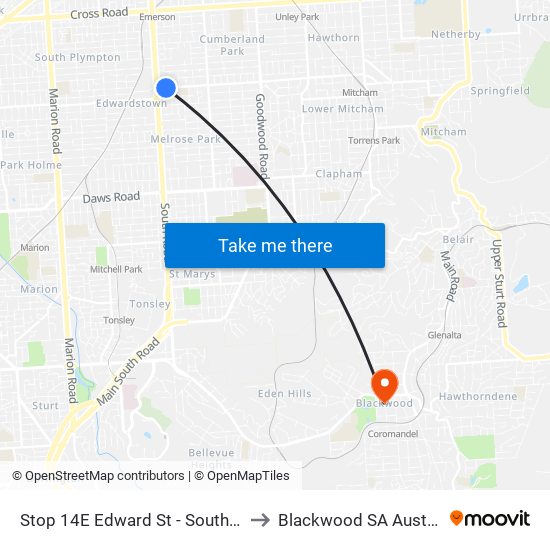 Stop 14E Edward St - South side to Blackwood SA Australia map