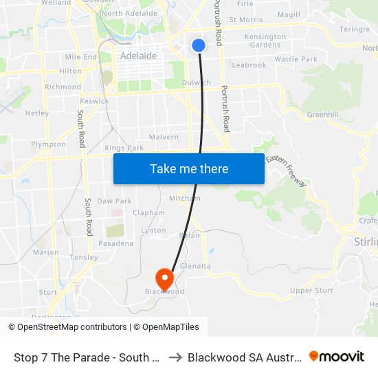 Stop 7 The Parade - South side to Blackwood SA Australia map