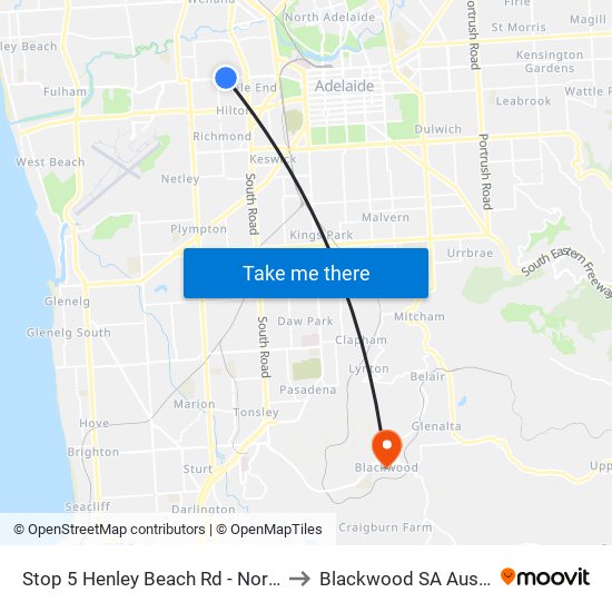 Stop 5 Henley Beach Rd - North side to Blackwood SA Australia map