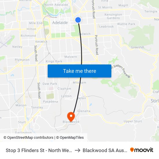 Stop 3 Flinders St - North West side to Blackwood SA Australia map