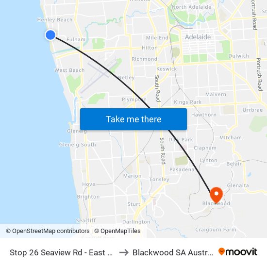 Stop 26 Seaview Rd - East side to Blackwood SA Australia map