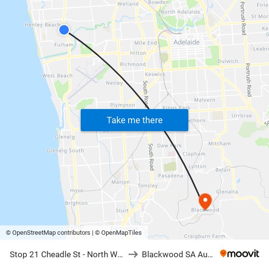 Stop 21 Cheadle St - North West side to Blackwood SA Australia map