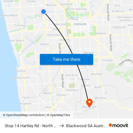 Stop 14 Hartley Rd - North side to Blackwood SA Australia map