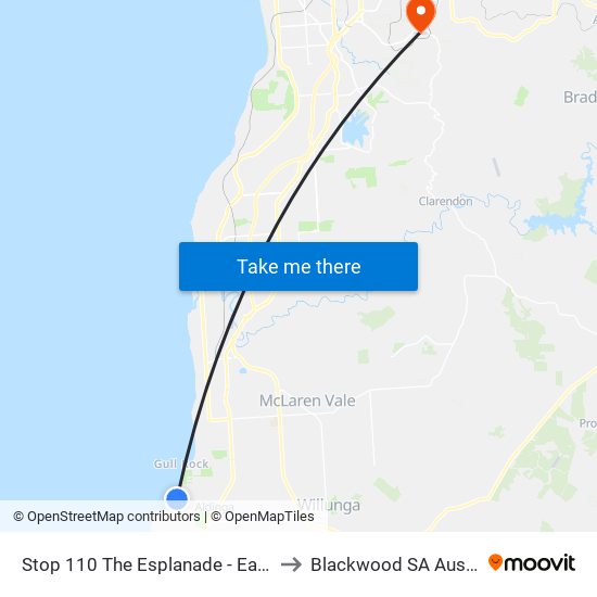 Stop 110 The Esplanade - East side to Blackwood SA Australia map