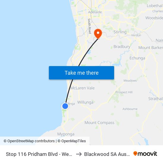 Stop 116 Pridham Blvd - West side to Blackwood SA Australia map