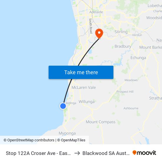 Stop 122A Croser Ave - East side to Blackwood SA Australia map