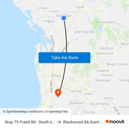 Stop 79 Fradd Rd - South side to Blackwood SA Australia map