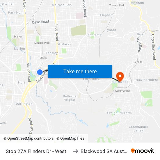 Stop 27A Flinders Dr - West side to Blackwood SA Australia map